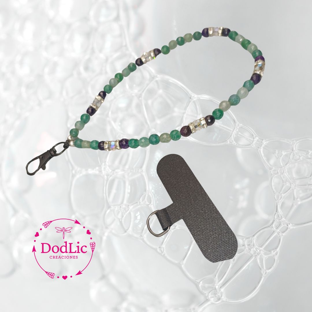 Colgante Pulsera Celular Crystal Emerald